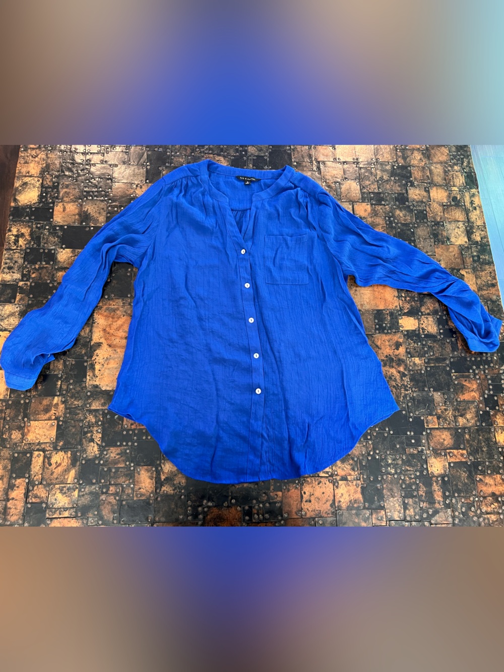 Zac & Rachel Blue Button-Front Women’s Blouse XL